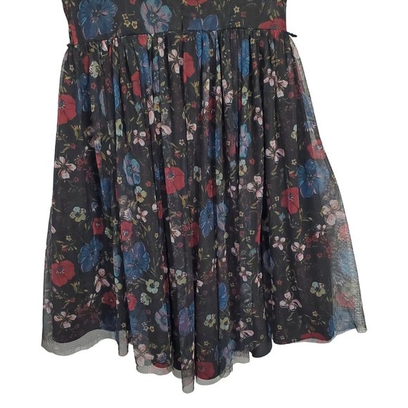 Lauren Conrad x Disney Size 10 Dress Tulle Overlay Fit Flare Midi Hi Lo Floral - Picture 7 of 15